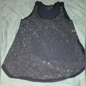 Navy INC Rhinestone Tank